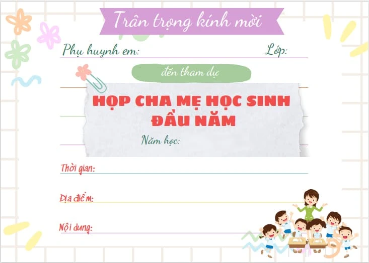 30+ Mẫu giấy mời họp phụ huynh 2025 đẹp nhất (Word, Powerpoint)