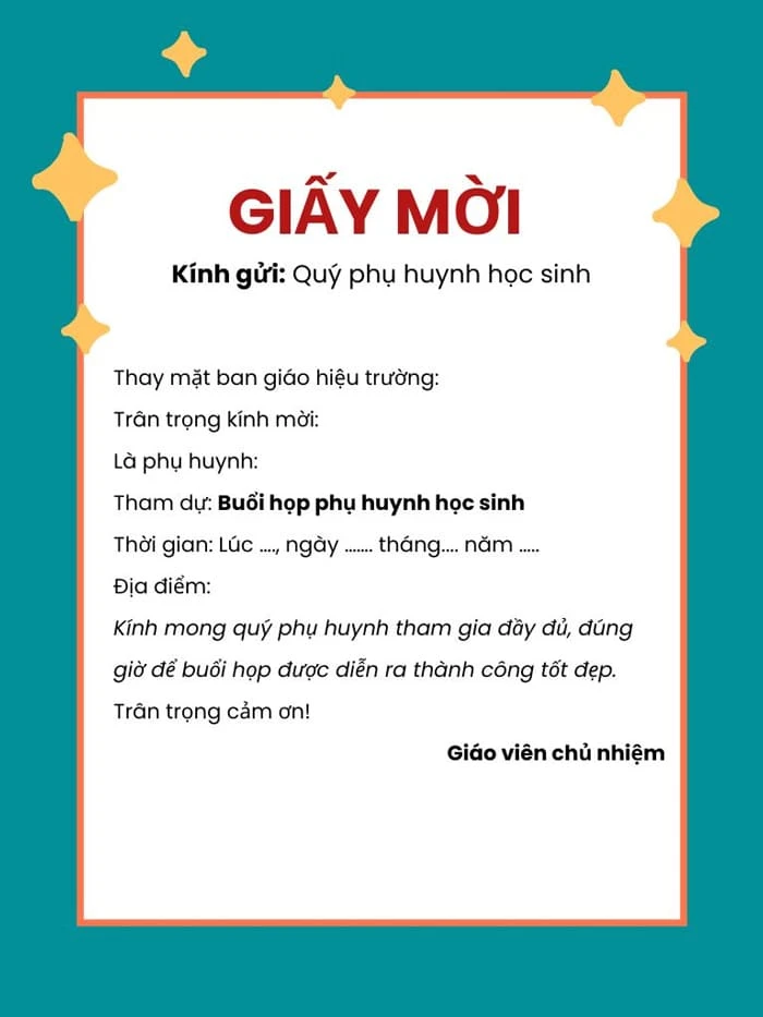 30+ Mẫu giấy mời họp phụ huynh 2025 đẹp nhất (Word, Powerpoint)