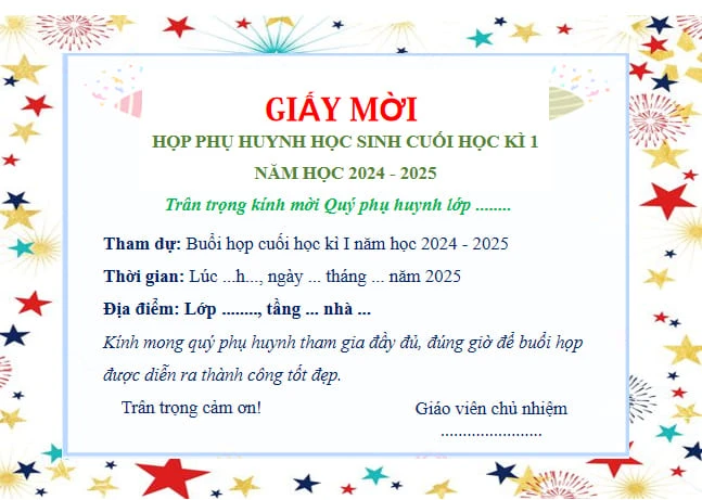 30+ Mẫu giấy mời họp phụ huynh 2025 đẹp nhất (Word, Powerpoint)